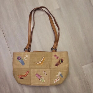 Womens Vintage Woven Straw Shoes‎ Flip Flops Boots Heels Multi Pocket Satchel